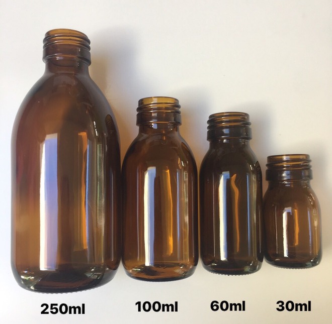 Amber glass bottle & black cap: 250ml image 1